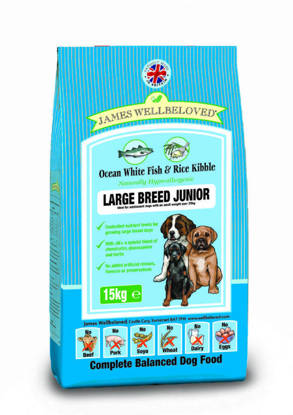 Picture of James Wellbeloved Fish and Rice Junior Dog Large Breed 15kg