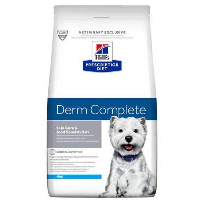 Picture of Hills Prescription Diet Derm Complete Mini Skin Care and Food Sensitivities Dry Dog Food with Rice & Egg 1kg