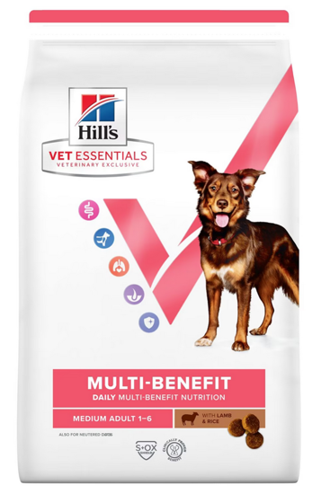 Picture of Hill's Vet Essentials Multi-Benefit Adult 1-6 Medium Dry Dog Food with Lamb & Rice - 10kg Bag