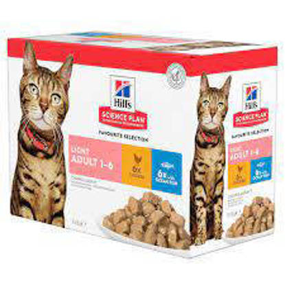 Picture of HILL'S SCIENCE PLAN Adult Light Wet Cat Food Multipack Chicken  & Ocean Fish Flavour - 12 x 85g