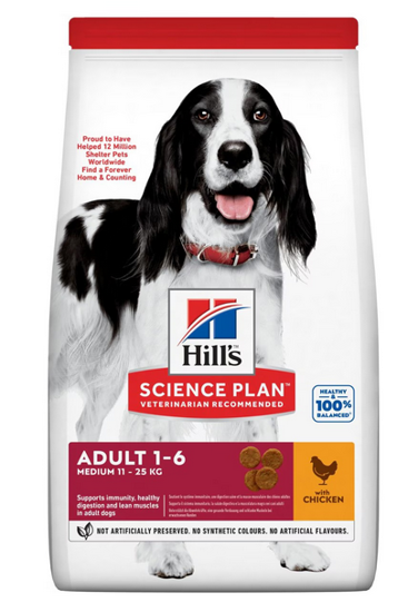 Picture of Hill's  Adult Medium Dog Food 1-6YR with Chicken 2.5kg