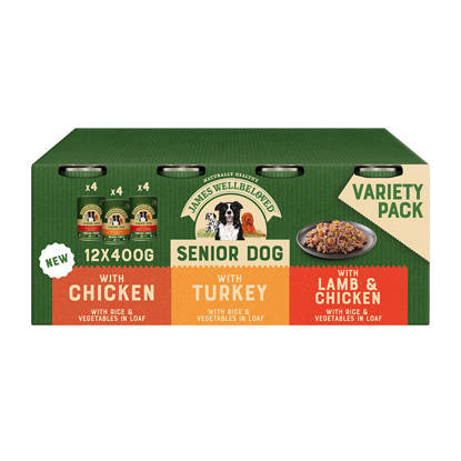 Picture of James Wellbeloved Chicken/Lamb/Turkey Senior Grain Free Wet Dog Food 12 x 400g